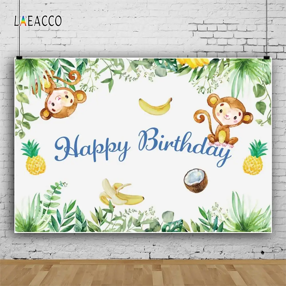 Laeacco Cute animal Fruit background Birthday Children's games Celebration Photography Customizable Backdrop For Photo Studio |