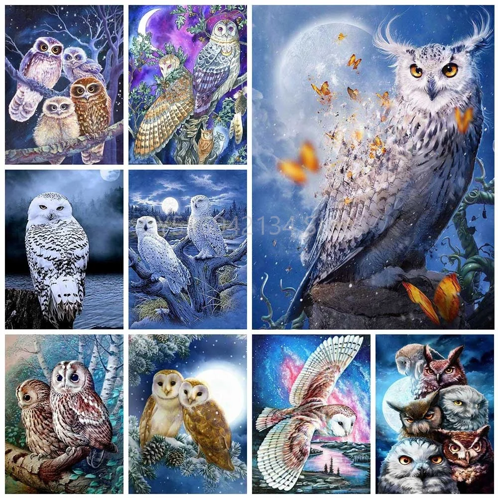 

5D Diamond Painting Owl Full Round Diamond Embroidery Animals Cross Stitch Mosaic Rhinestone Crafts Kit Home Decor