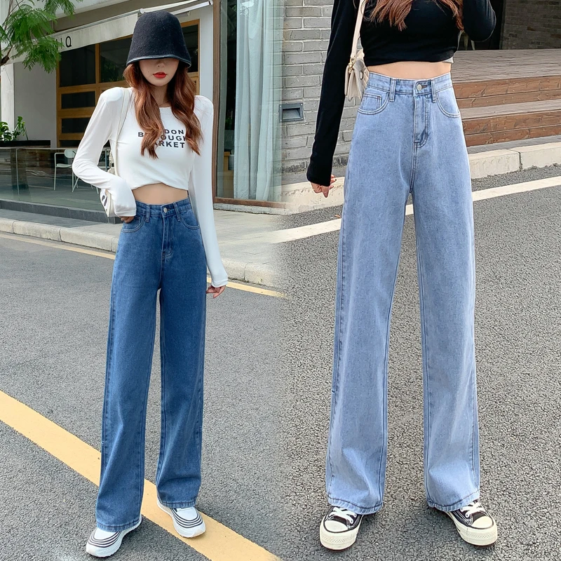 

Straight Wide Leg Jeans Woman High Waist Plus Size Denim Pants Korean Casual
