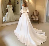 wedding dress flare sleeve off the shoulder bride dresses long train button vestido de noiva floor length gowns %d1%81%d0%b2%d0%b0%d0%b4%d0%b5%d0%b1%d0%bd%d0%be%d0%b5 %d0%bf%d0%bb%d0%b0%d1%82%d1%8c%d0%b5
