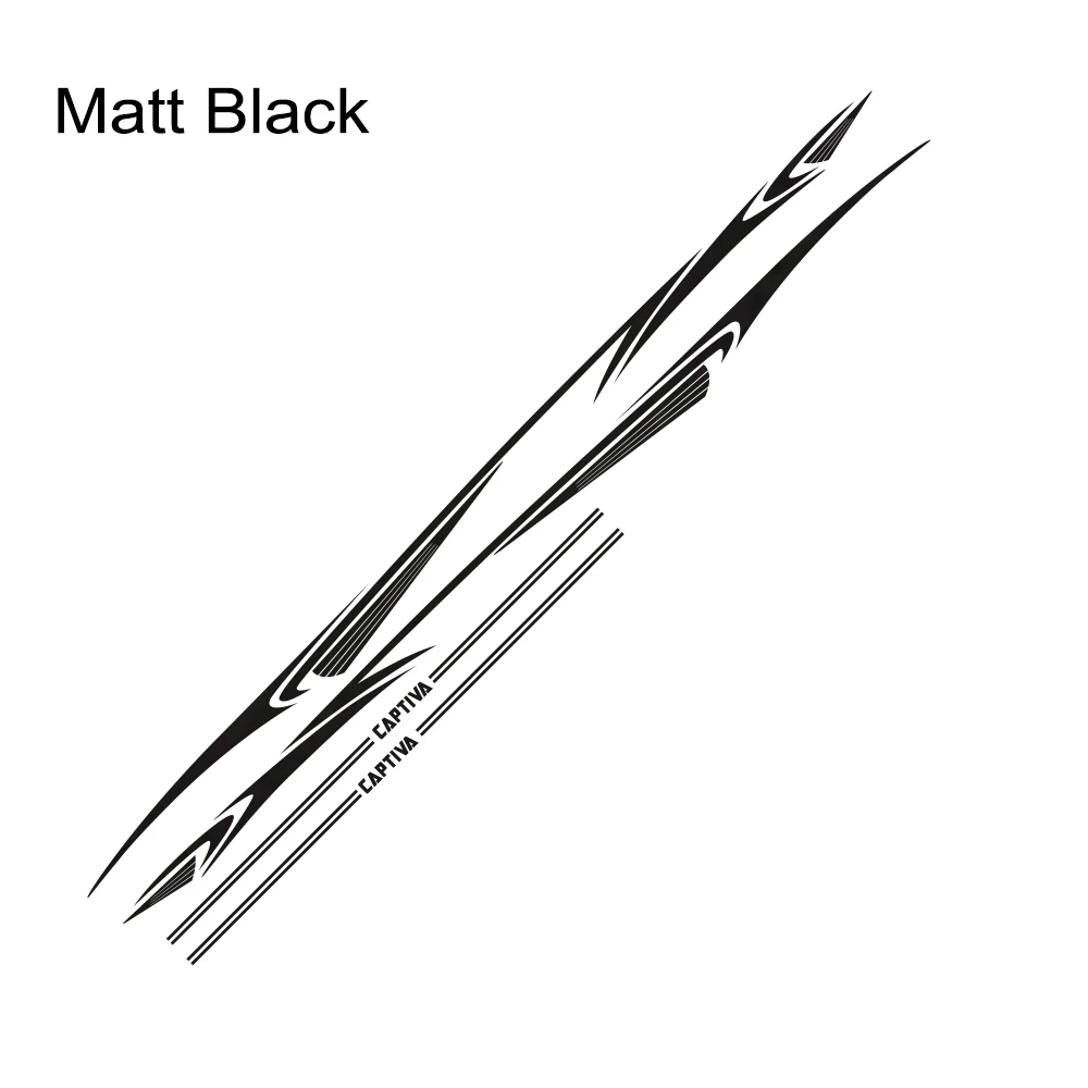 Matt Black 2 шт. для Chevrolet Captiva Автомобильная длинная Боковая дверь стикер DIY виниловая пленка авто Спорт Стайлинг наклейки автомобильные принадлежности для тюнинга - Название цвета: Matt Black