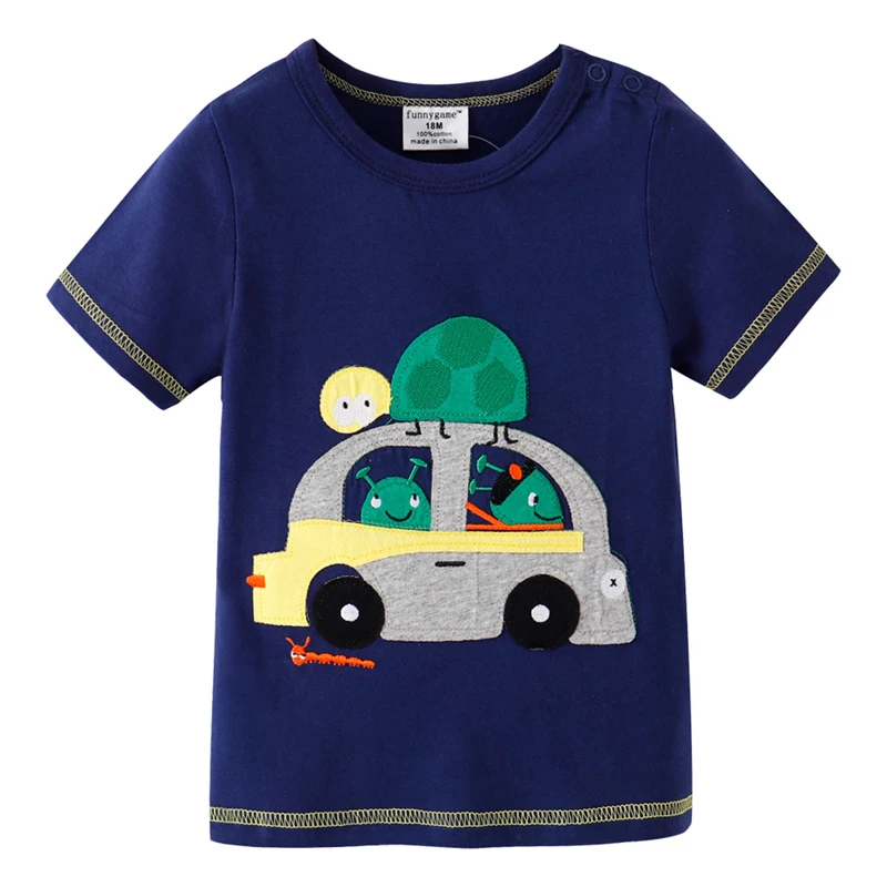 BINIDUCKLING Cartoon Car Design Kids Boys Clothes Set 2PCS Short-Sleeves T-Shirt+Shorts Outfit For Children Clothing |