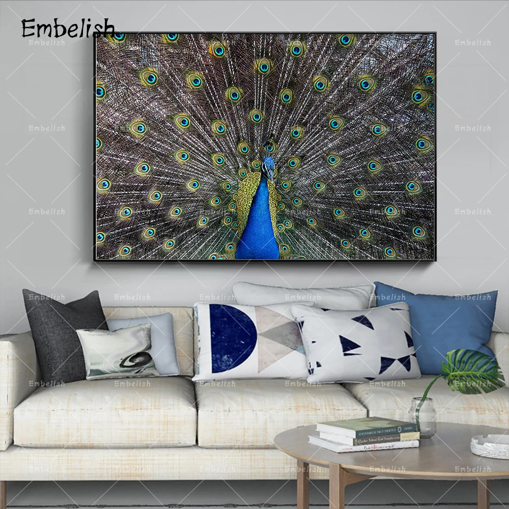 

Embelish 1 Pieces Beautiful Peacock Opening Animals Wall Art Pictures For Living Room Modern Home Decor Posters Canvas Paintings