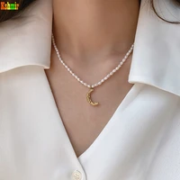 kshmir necklace moon pendant necklace are fashionable retro necklaces freshwater pearl clavicle chain pearl lady for women metal