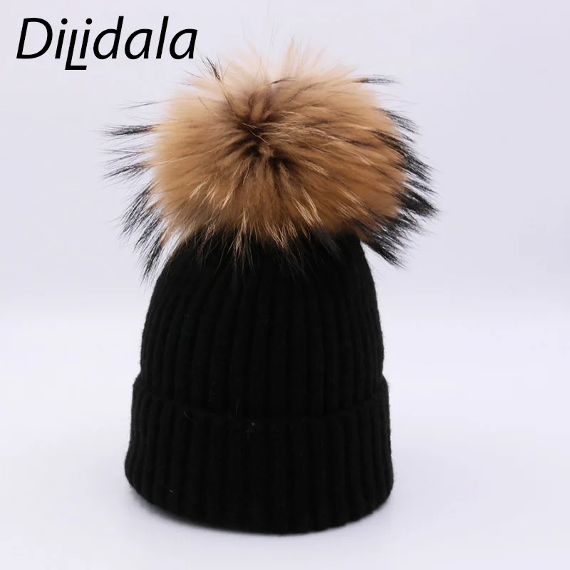 Dilidala, осенне-зимняя вязаная шапка с помпоном скорпиона, теплая шерстяная шапка, шапка из кроличьего кашемира, однотонная шапка с помпоном, мягкая шапка с хеджированием