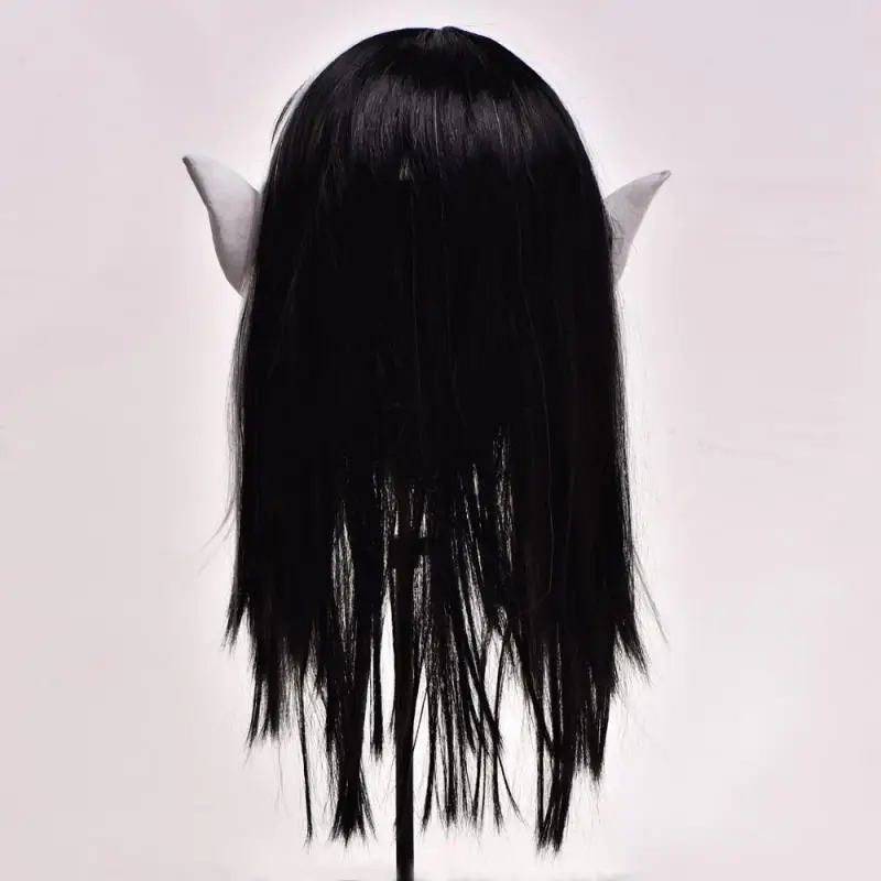 Дляпартии Cos длинными черными волосами острые уши с красными глазами череп клыки