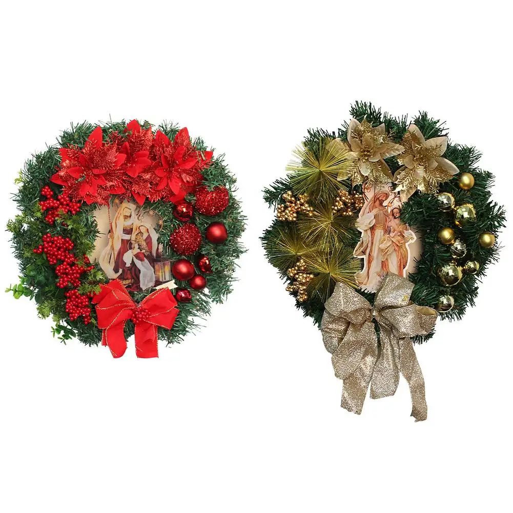 

New Style Christmas Wreath Christmas Pendant Decoration With Light Red Berry Christmas Decor For Holly Front Door 15.75 X 15.75