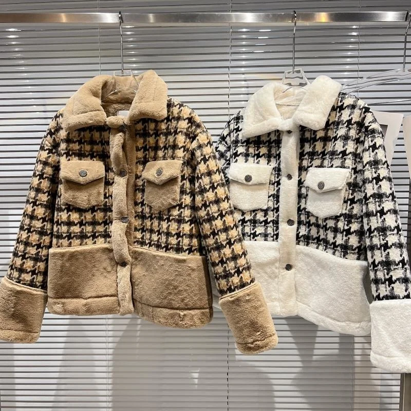 

Утолщенное пальто с рисунком «гусиная лапка»