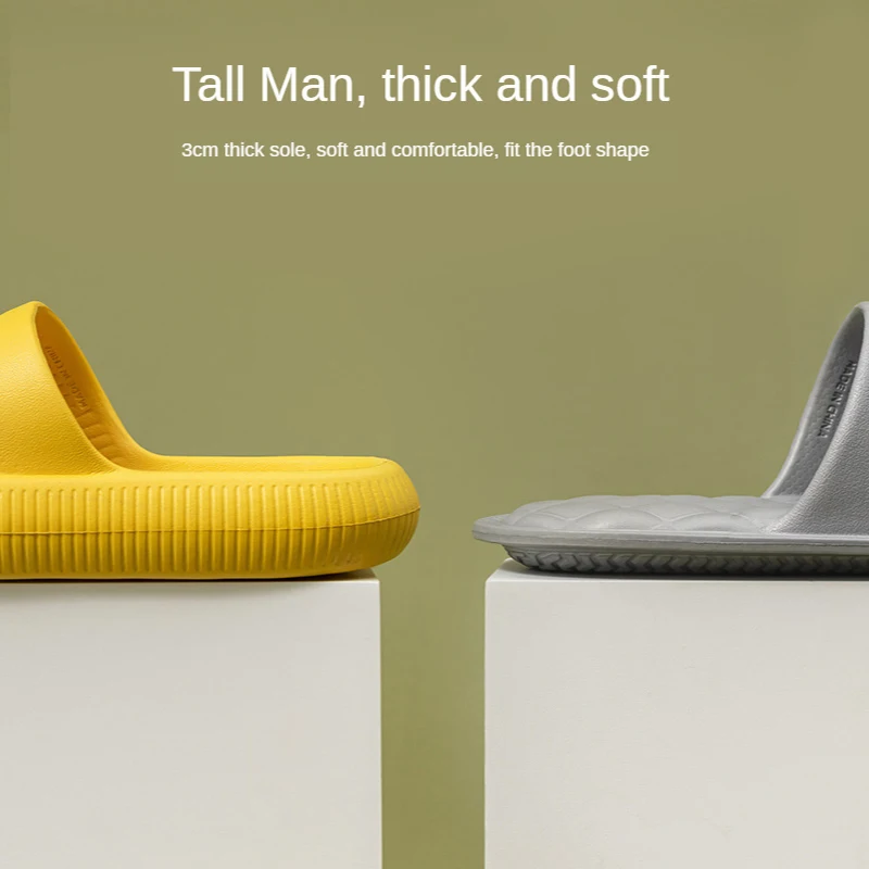 

Summer Couple Slippers Solid Color Thick-soled Fashion Unisex Beach Shoes Indoor Bathroom Bathing Waterproof Flip-flop TX248