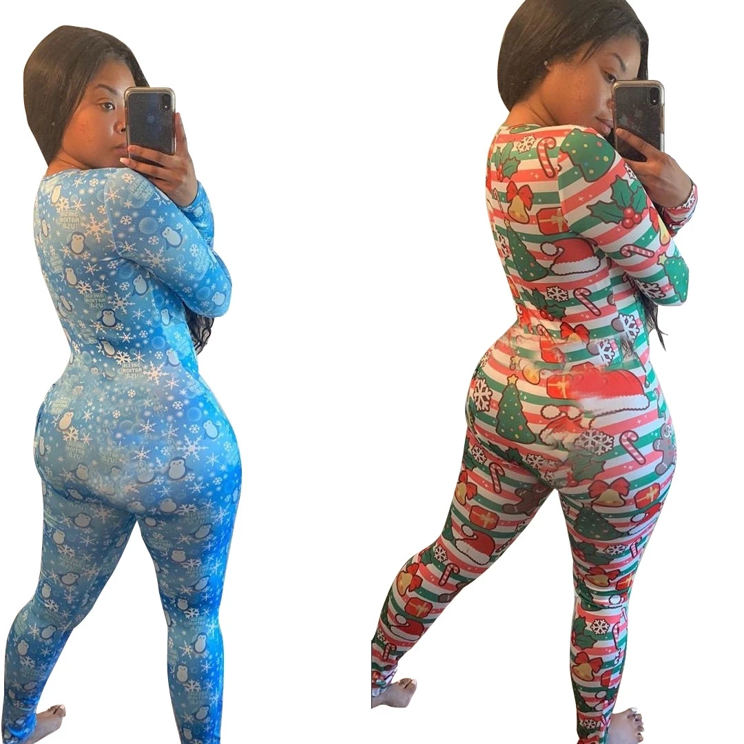 Christmas Sexy for Adults Women Pajamas Jumpsuit Romper Long Sleeve Sleepwear Nightwear Pyjamas |