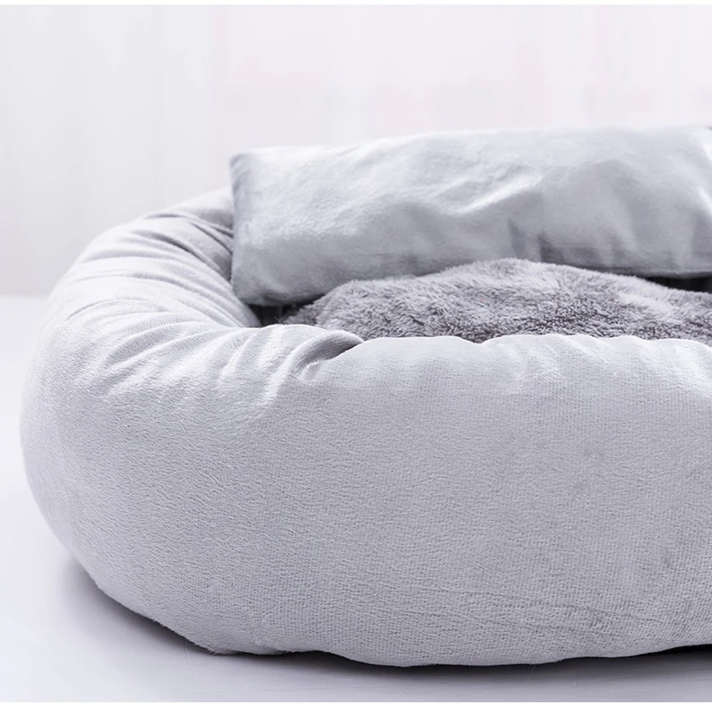 Серый домик для кошек зимний теплый коврик с подушкой милые кровати круглая