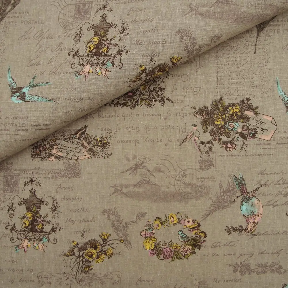 Хлопковая льняная ткань для постельного белья сумки занавески Ласточка и