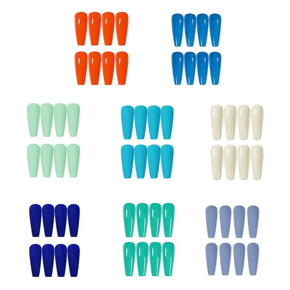 

8 Colors 24 Nail Pieces Of Ballet Nail Patches French European And American Long Pieces Of Wearable Nail Pieces With Glue Stick