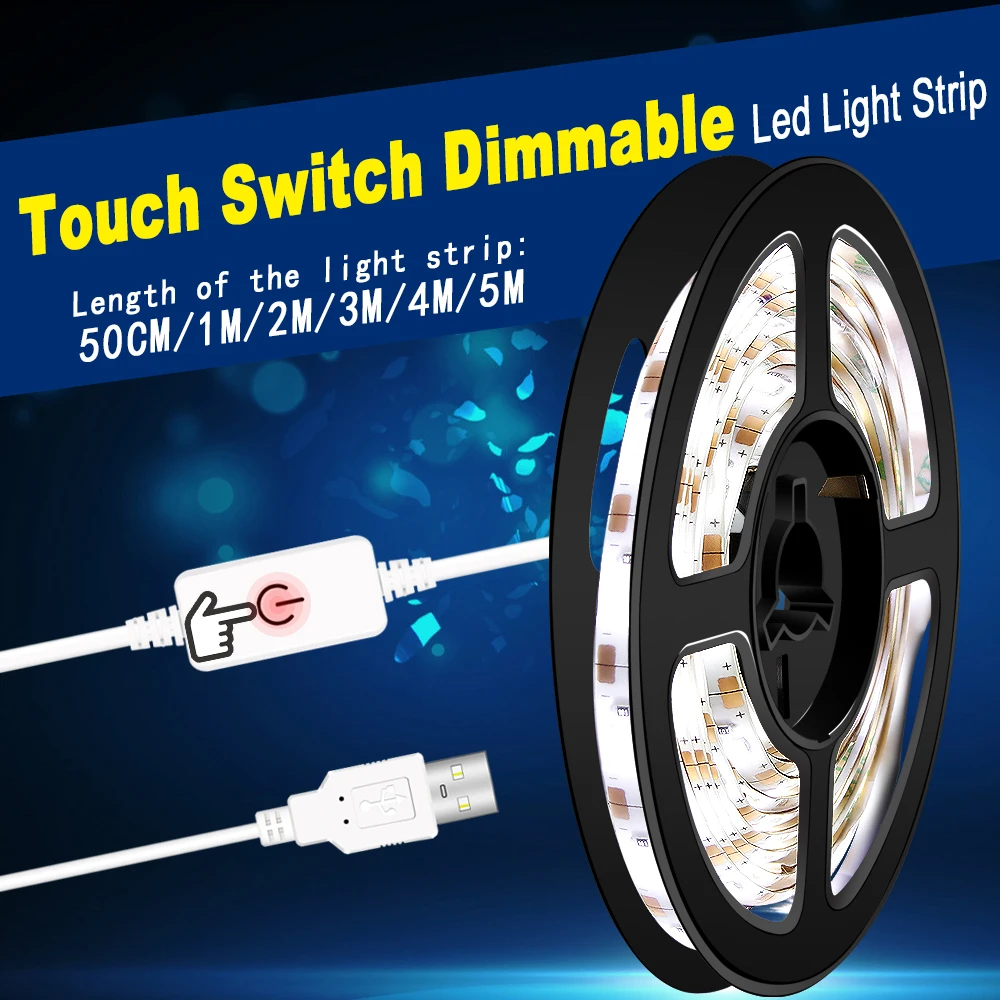 

Dimmable LED Light Strips 5V USB Flexible Lamp Tape 0.5M 1M 2M 3M 4M 5M 2835 Waterproof Tira TV BackLight LED Bedroom Wall Decor