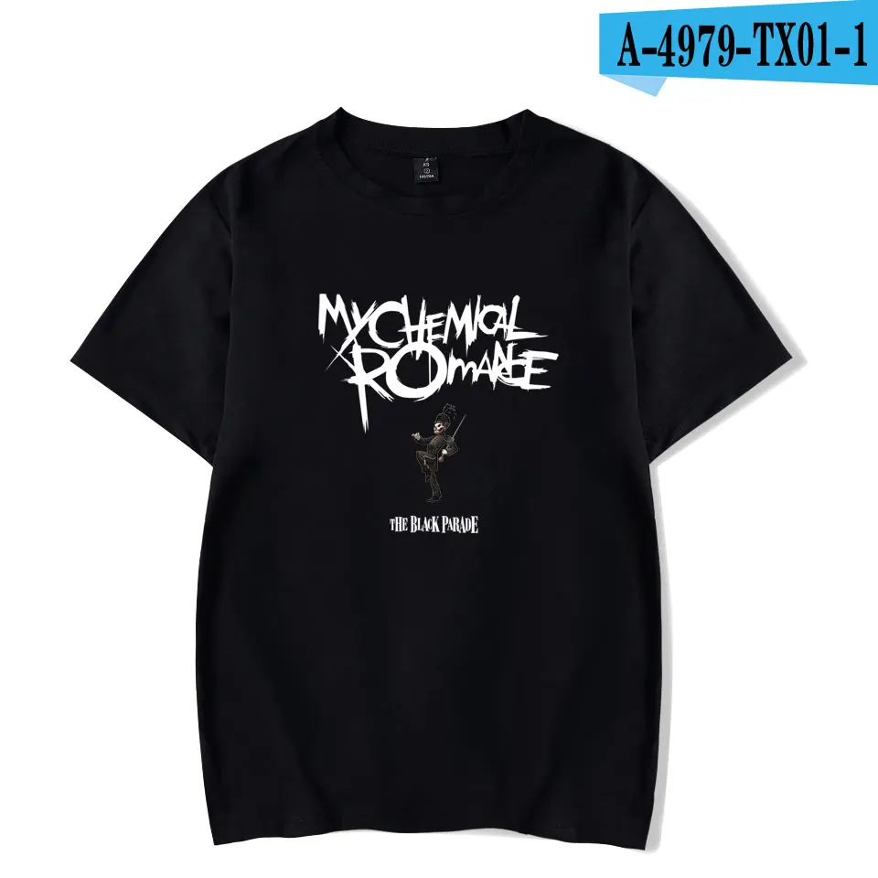 black My Chemical Romance футболки Прохладный и модные женские туфли/мужские базовые с круглым О-образным вырезом футболки с коротким рукавом, хипстерская прикольная большой Размеры 4XL - Цвет: black