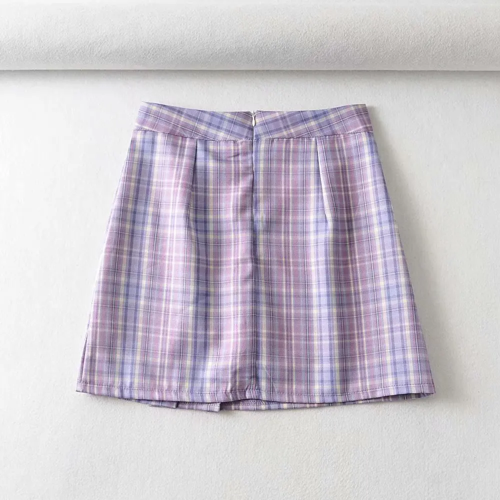 

2020 summer purple pleated skirt high waist all-match A-line skirt