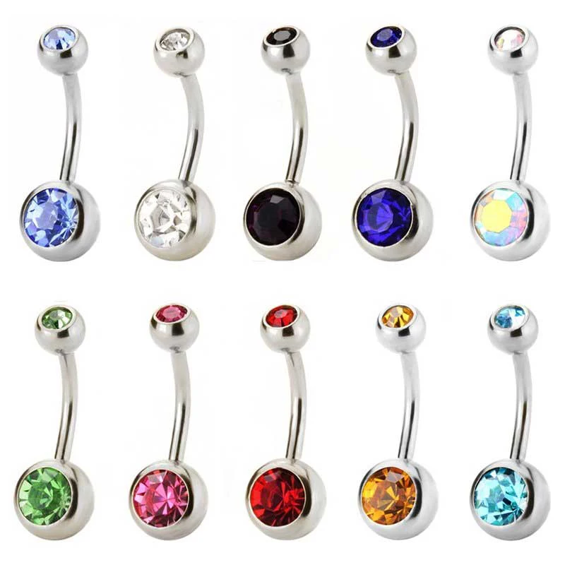 Женское кольцо для пупка с кристаллами из хирургической стали ювелирное изделие