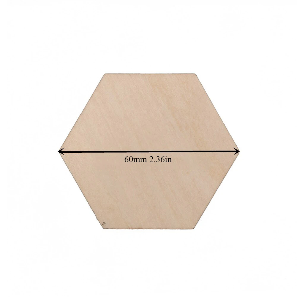 

50pcs 60mm Hexagonal Shape Wood Craft Decor Laser Cut Embellishment Ornaments For Wedding Birthday Christmas DIY Decoration