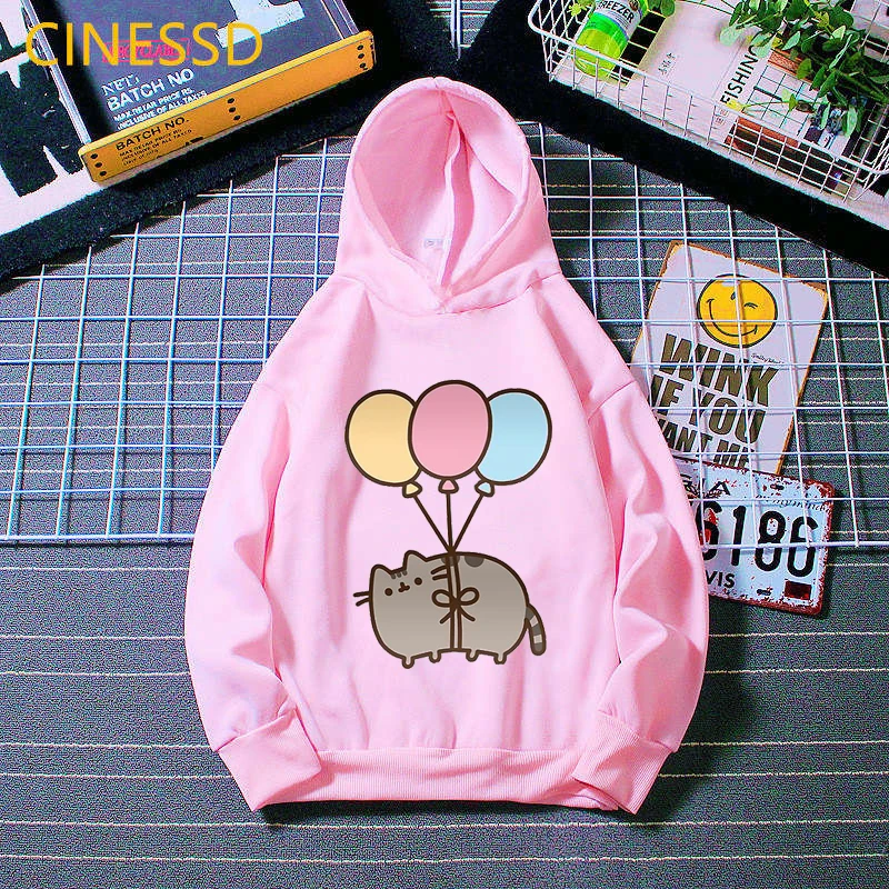 hoodie for kid New Arrival 2021 Kids Clothes Coffee Cat Love Colorful Balloons Animal Print Hoodie Girls/Boys Harajuku Kawaii Children Clothing hoodies for a boy