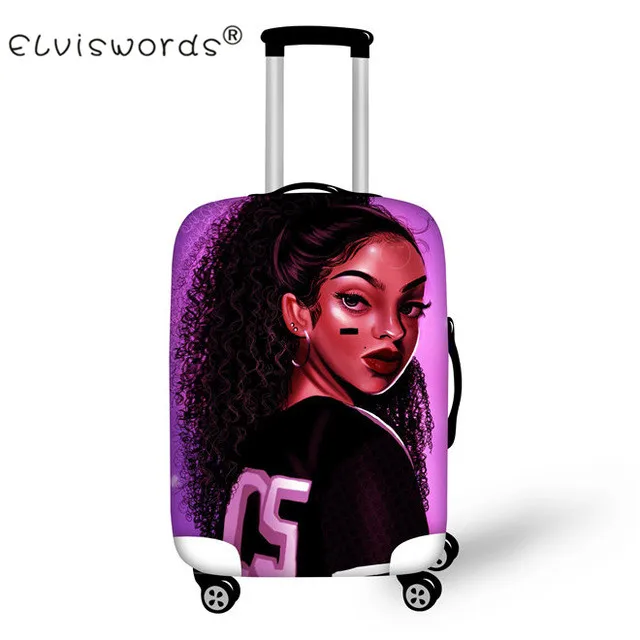 ELVISWORDS Black Girl Magic Afro Lady дорожный защитный чехол на чемодан для 18-30 дюймов аксессуары для путешествий Чехол - Цвет: YQ3733
