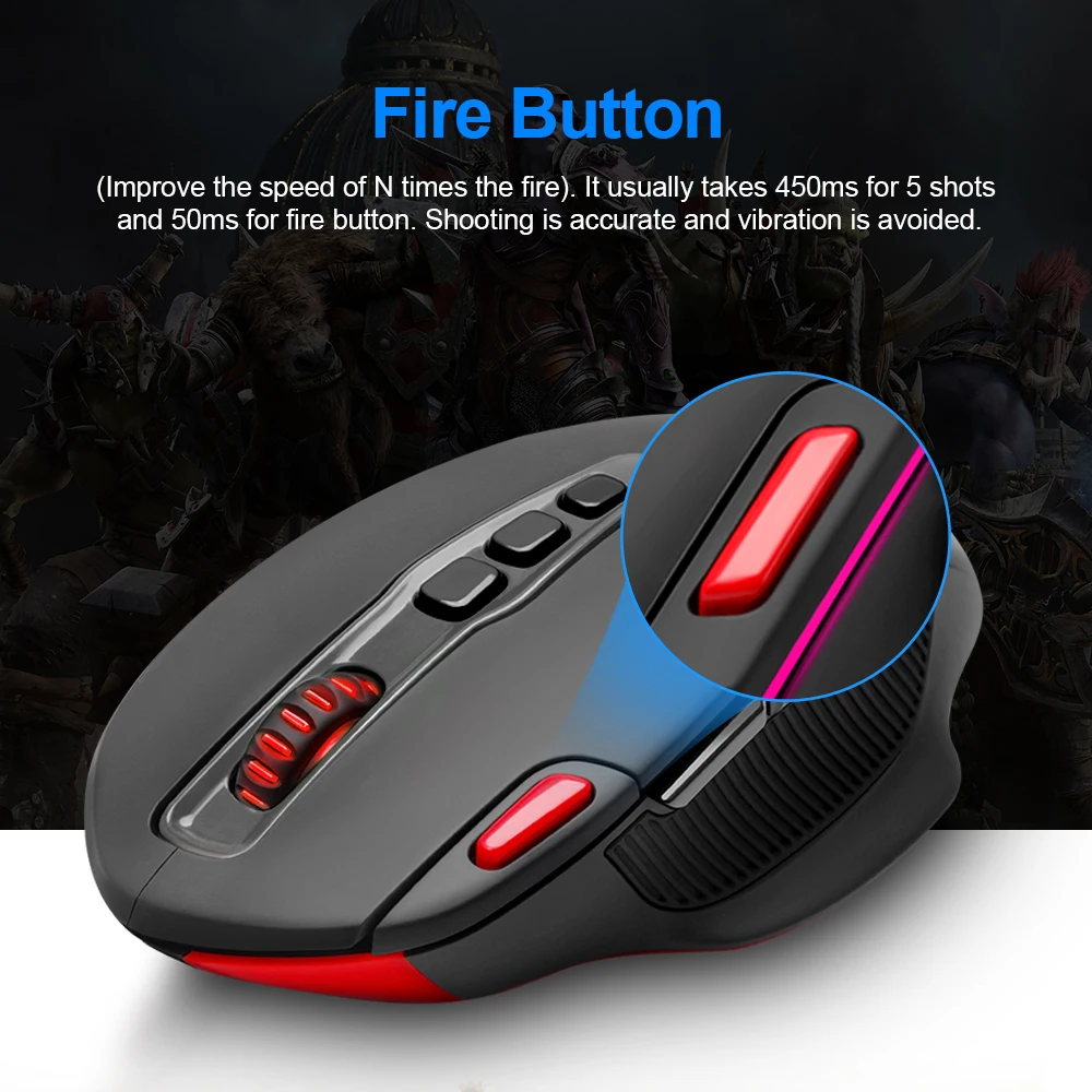 Redragon SHARK M688 беспроводная 2 4G USB игровая мышь 5000 точек/дюйм 10 кнопок программируемая