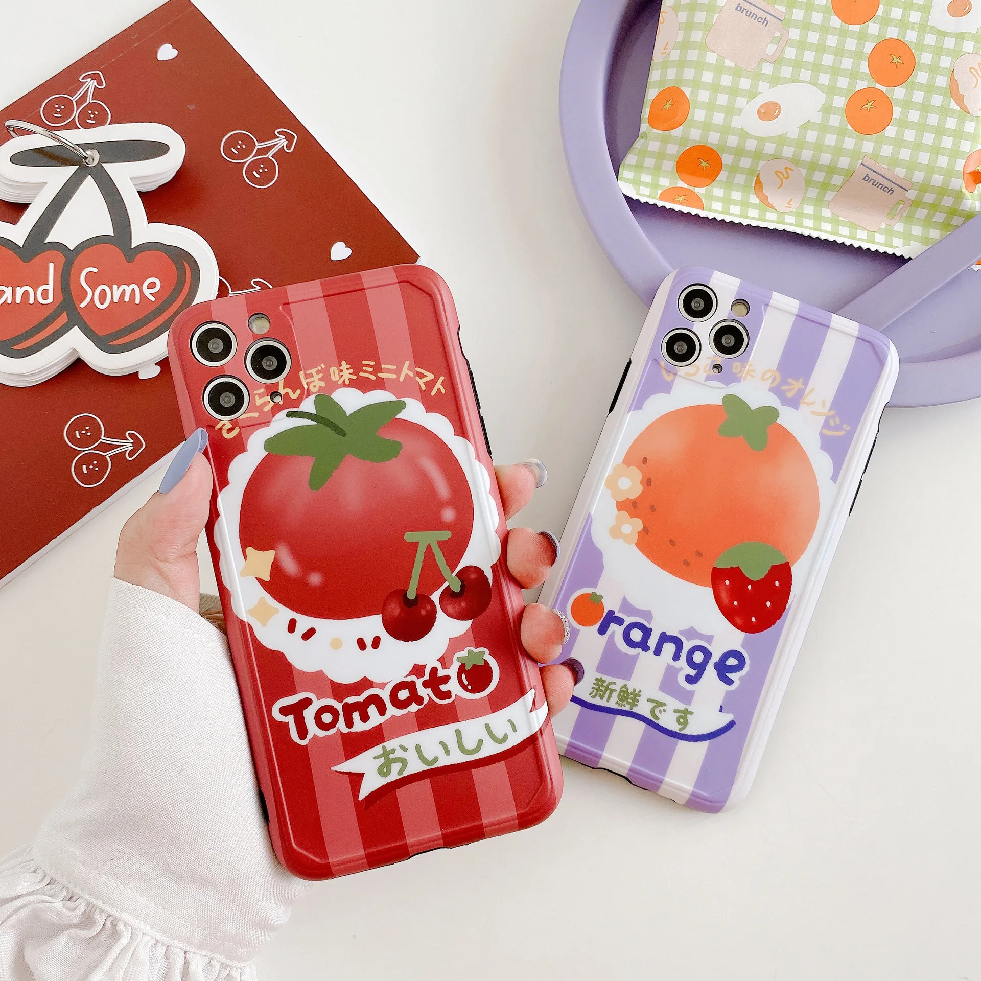 Kawaii японский фруктовый оранжевый томатный чехол для телефона iPhone 11 Pro Max Xr X Xs 7 8 Puls