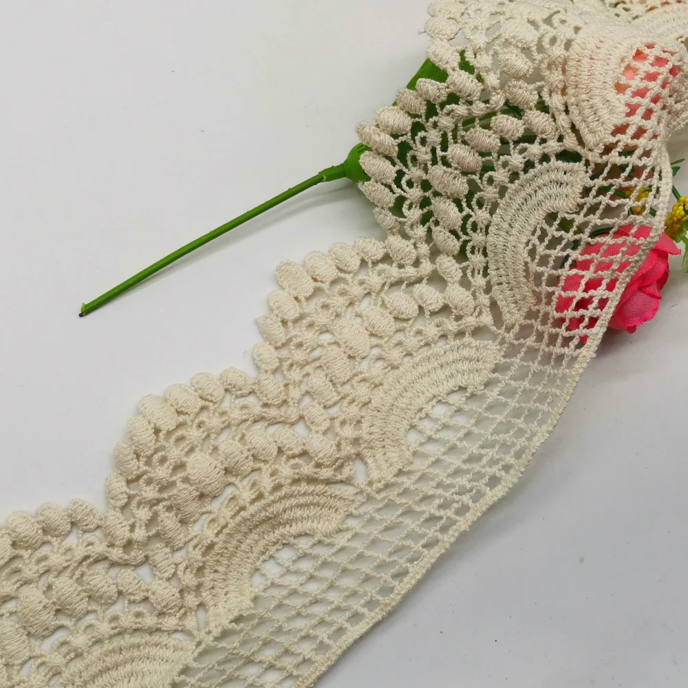 Water Soluble Lace Cotton Embroidery Applique Trim White and black Eyelet 8.5 cm | Дом и сад