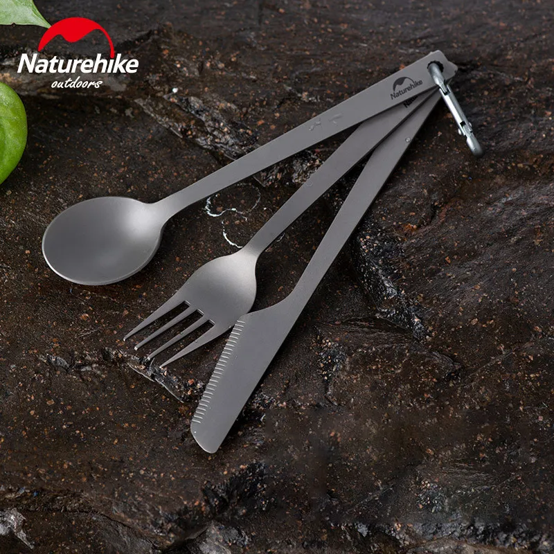Сверхлегкая титановая Складная ложка-вилка Naturehike набор посуды для пикника