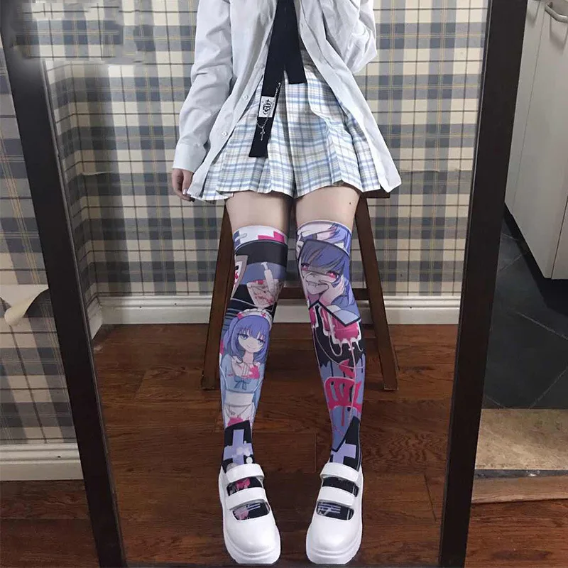 

Japanese Sexy Lingerie School Girl Anime Cute Lolita Stockings Kawaii Leggings Young Girls Print Cartoon Print Sailor Moon Socks