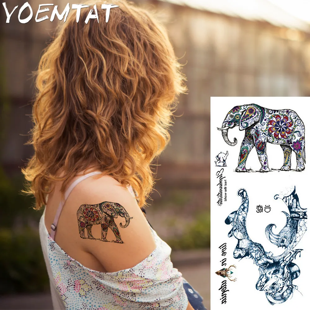 

1 piece Fantasy Color giraffe Hot Large animal Temporary Tattoo Waterproof Tattoo Sticker for women men
