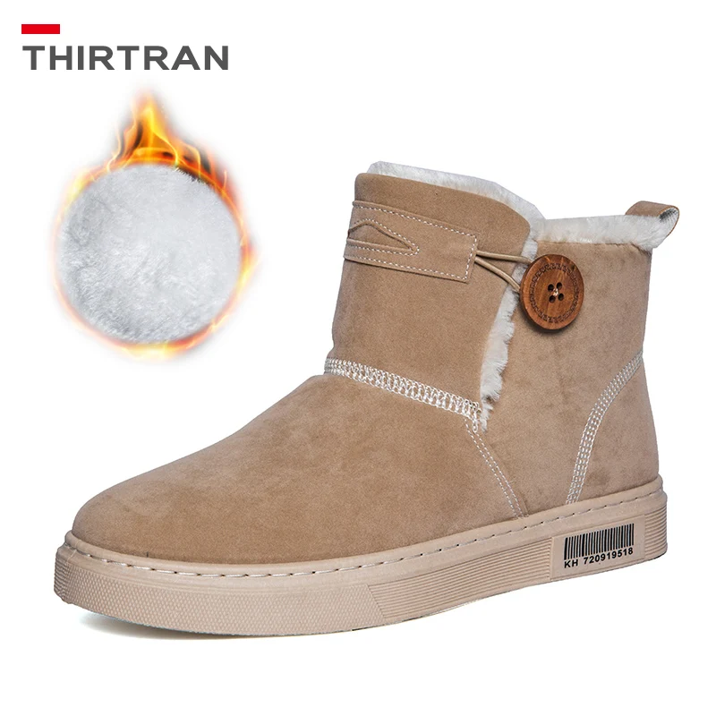 

THIRTRAN Snow Boots Men's Plush Winter Shoes For Men Outdoor Thermal Keep Warm Anti-slip Comfortable Casual Brand Cotton Boots