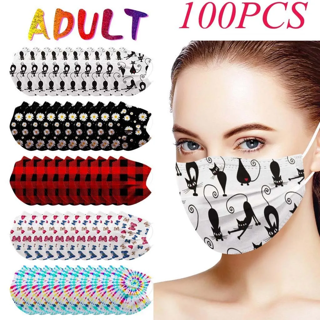 Маска Mascarilla одноразовая с принтом бабочки модная 3 слойная маска для взрослых 50