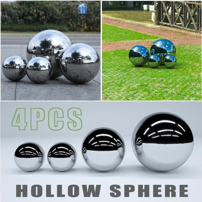 4Pcs Mirror Gazing Balls High Brightness Shine Sphere Stainless Steel Mirror Sphere Ball Garden Ornament Decoration 10/15/20CM