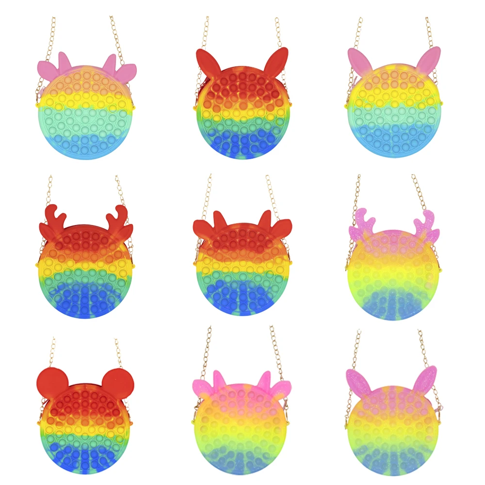 

Popit Fidget Toy Coin Purse Receive Bag Rainbow Color Stress Relief Toy for Adults Relieve Anxious Autism Kid Toy Christmas Gift
