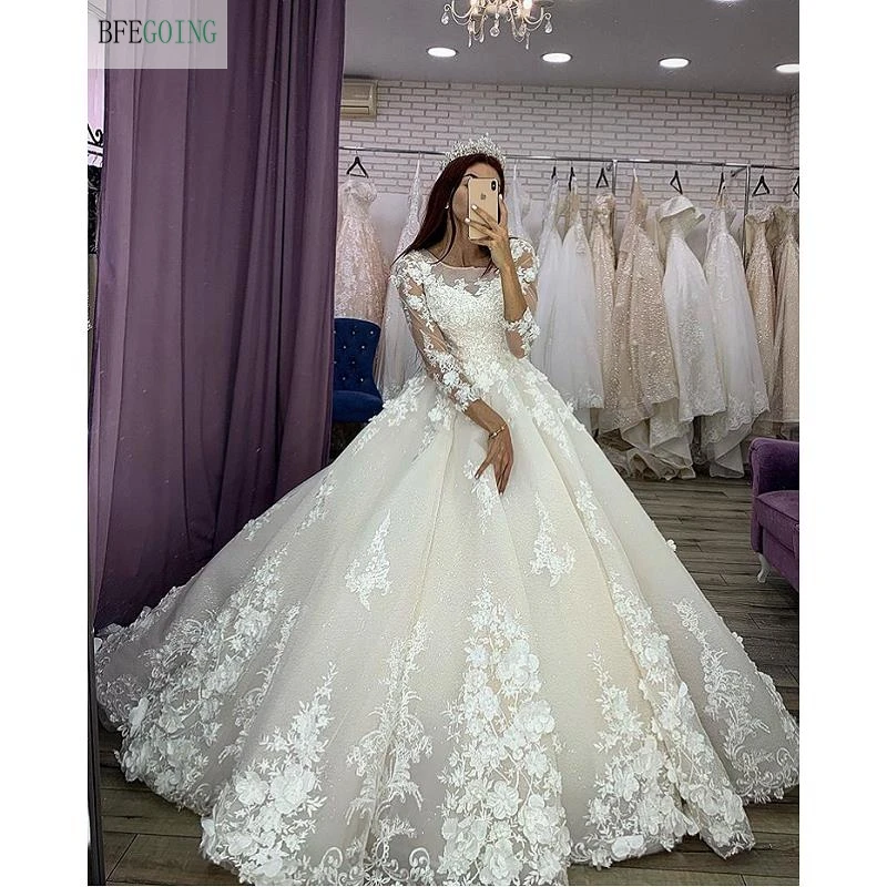 Роскошное кружевное бальное платье цвета слоновой кости из органзы с