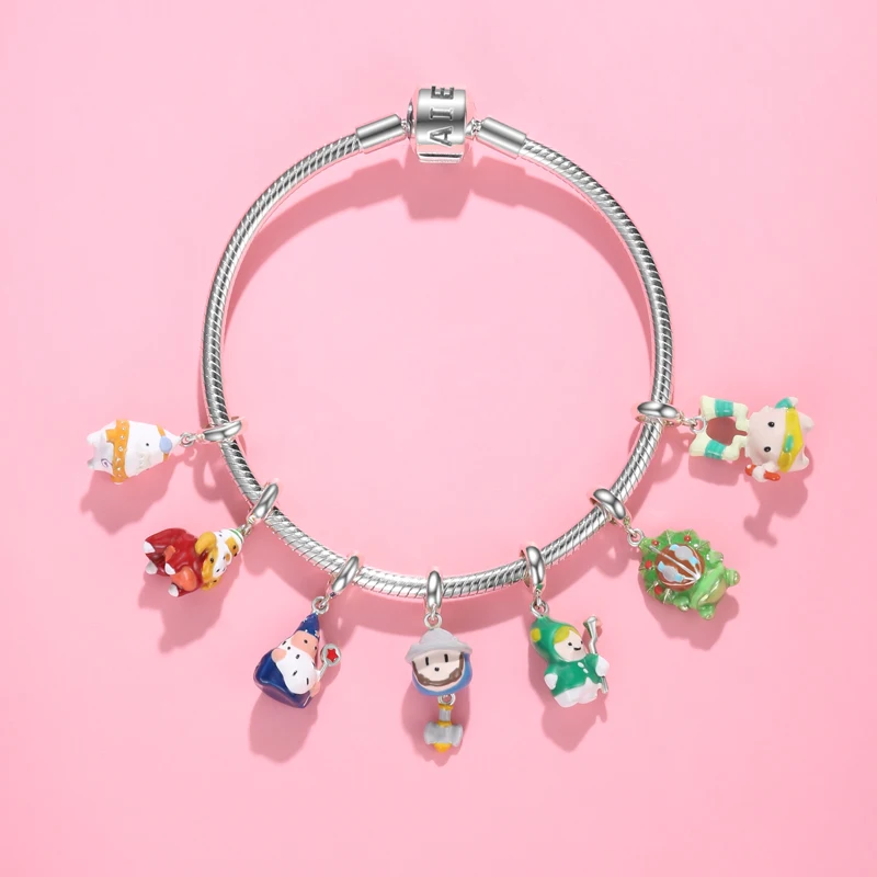 

Elf Kingdom Tree Elf Deer Elf Mage Cute Charms 925 Silver Enamel Pendant Original Beads Fits Pandora Bracelet DIY Jewelry Making