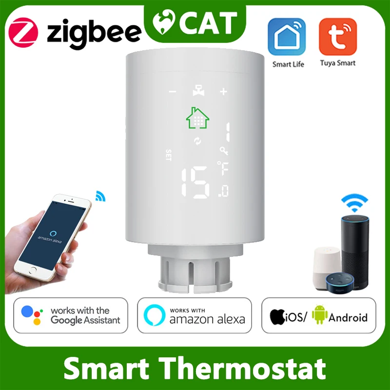 

Смарт-термостат Tuya ZigBee, привод радиатора, клапан, программируемый, с контроллером температуры TRV через Alexa Google Home