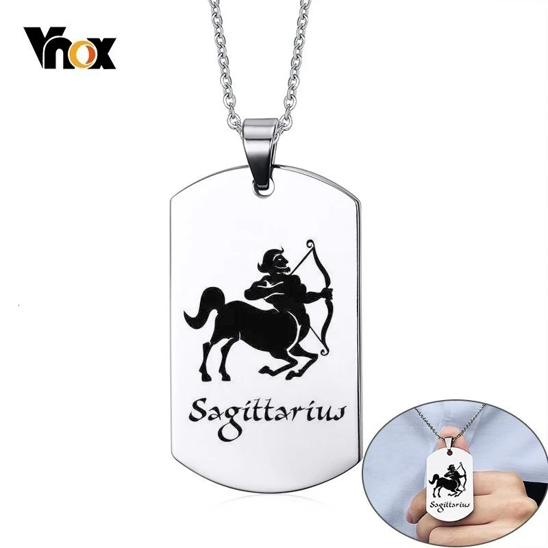 

Vnox Созвездие Стрельца ожерелья для мужчин женщин ретро Астрология 12 гороскопов зодиака кулон бесплатно пользовательские гравировки подар...