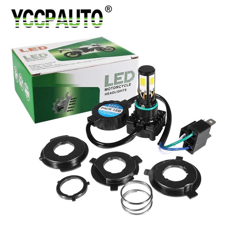 YCCPAUTO 1 комплект H4 светодиодный фара для мотоцикла противотуманная фара H6 BA20D HS1 PH7 PH8 фара для мотоцикла 36 Вт 5000лм дальний/ближний свет белый 12-80 в