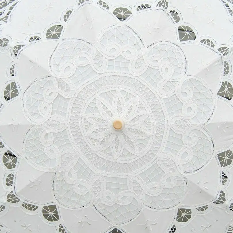 Элегантный бежевый кружевной зонт деревянный реквизит для фотосъемки милые Азия