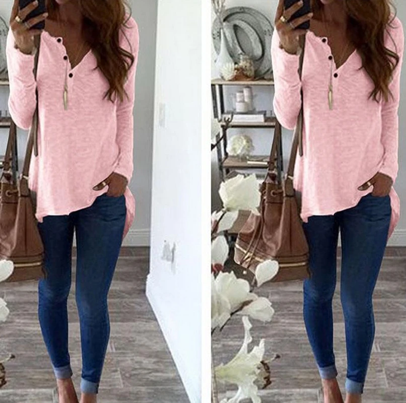 Новинка Весна Осень Женские рубашки одежда тонкий длинный рукав рубашка хлопок v