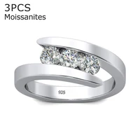 szjinao 100 925 sterling silver 0 1ct 3 stones engagement moissanite ring for women female diamond jewelery with 3 certificates