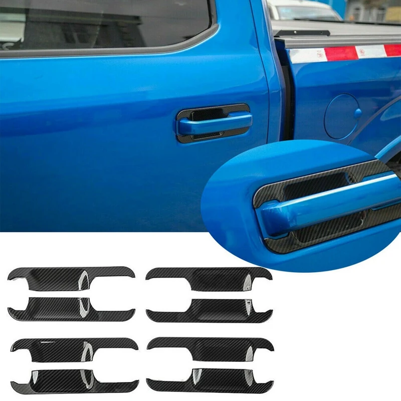 

8Pcs Exterior Door Handle Bowl Trim Cover Decor for Ford F-150 F150 2015-2019 Carbon Fiber Grain