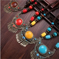 tibetan silver bohemian necklace beaded necklace dance vintage sweater chain female classic chain for women ethnic jewelry