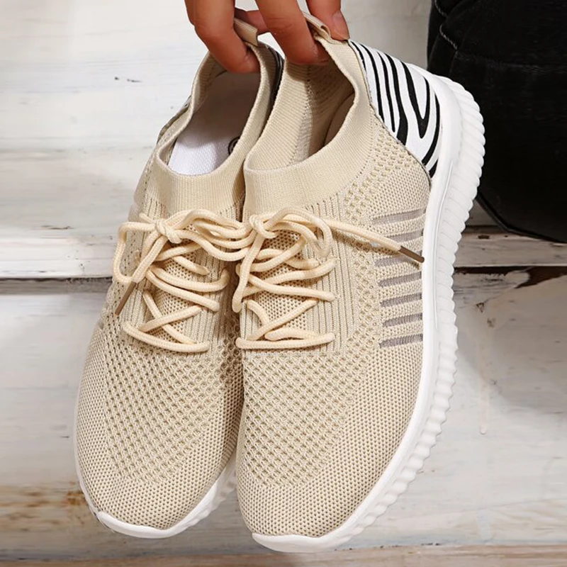 

Women Flat Shoes Mesh Beathable Comfy Sneakers for Ladies Casual Ladies Shoes Slip-On Patchwork Fashion Lightweight Women Shoes