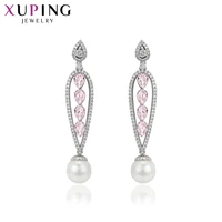 xuping jewelry luxury style crystals earrings with imitation pearls for women 93961
