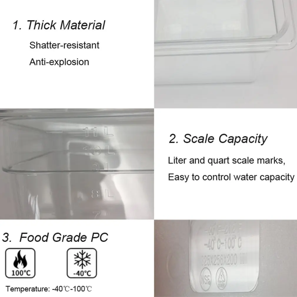 Sous Vide Container Steak Machine with Lid Water Tank Bath for Circulator Culinary Immersion Slow Cooker |