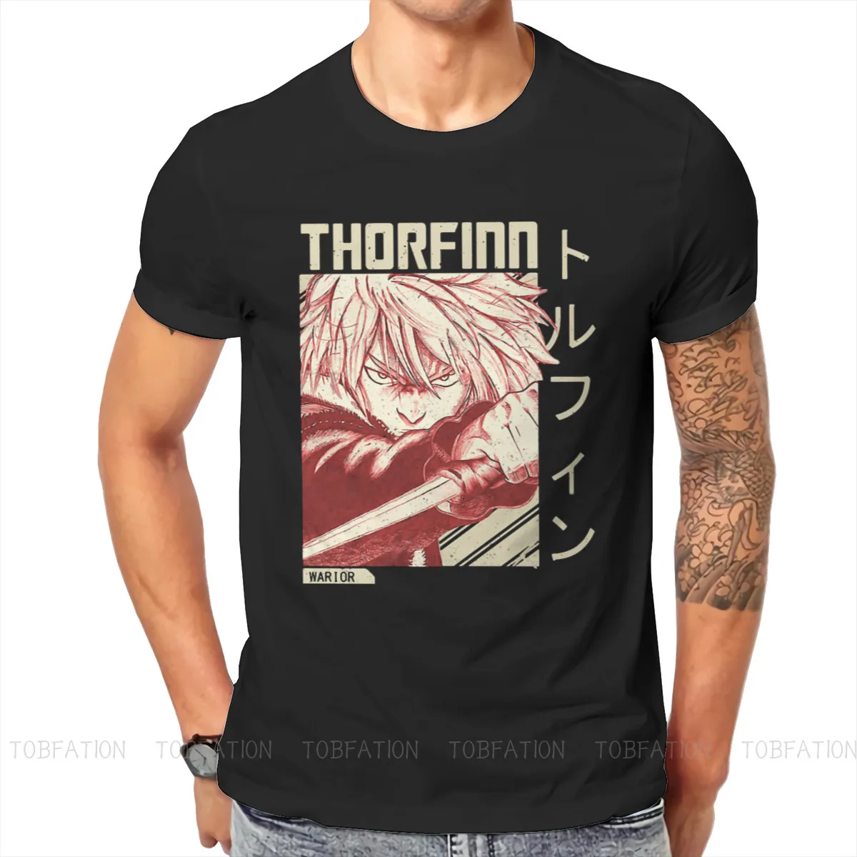 Retro Men TShirt Vinland Saga Thorfinn Askeladd Viking Anime O Neck Tops Fabric T Shirt Funny Top Quality Gift Idea