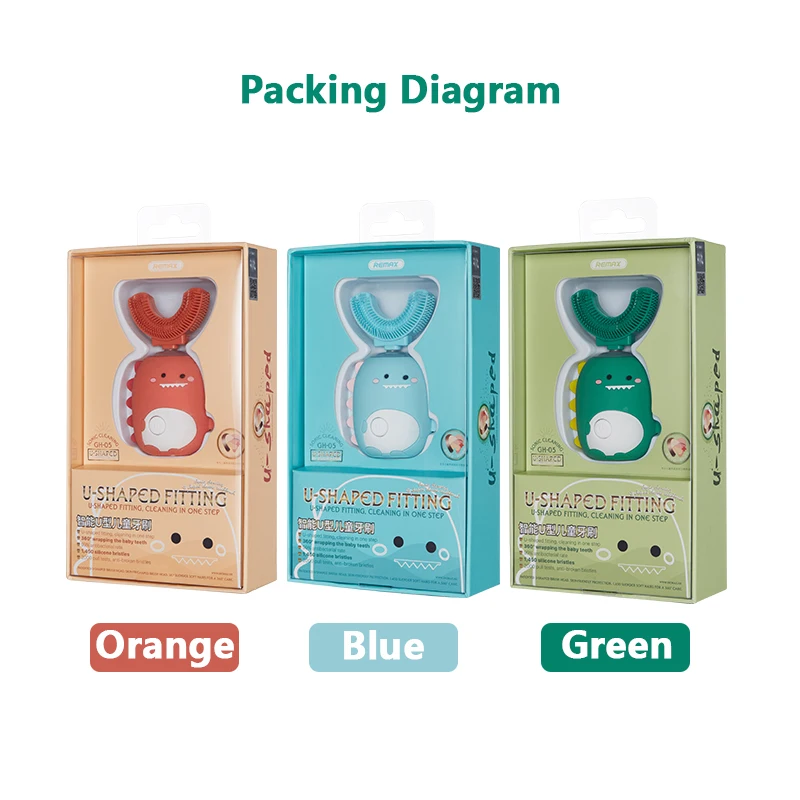 

Smart 360 Degrees Children Electric Toothbrush U Type Silicon chargeable Automatic Ultrasonic Teeth Tooth Brush Cartoon Pattern