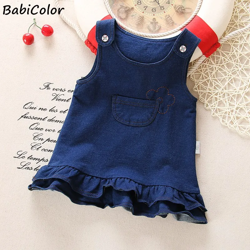 Платье для маленьких девочек Лето 2021 г. Модное джинсовое свадебное платье